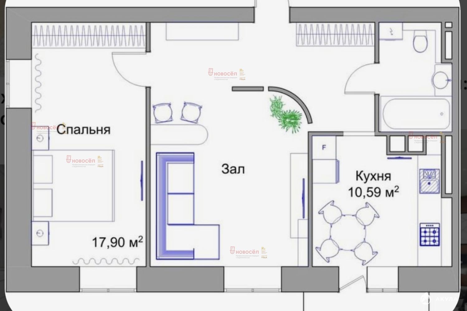 Схемы планировки 2-х комнатных квартир